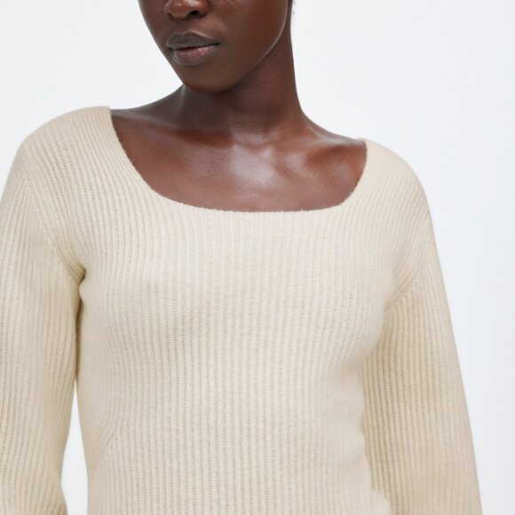 [NWT] Madewell Wool Cashmere Blend Square Neckline Sweater in Cream - Picture 4 of 6